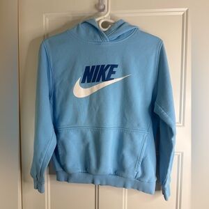Girls Nike Light Blue Logo Hoodie, size XL